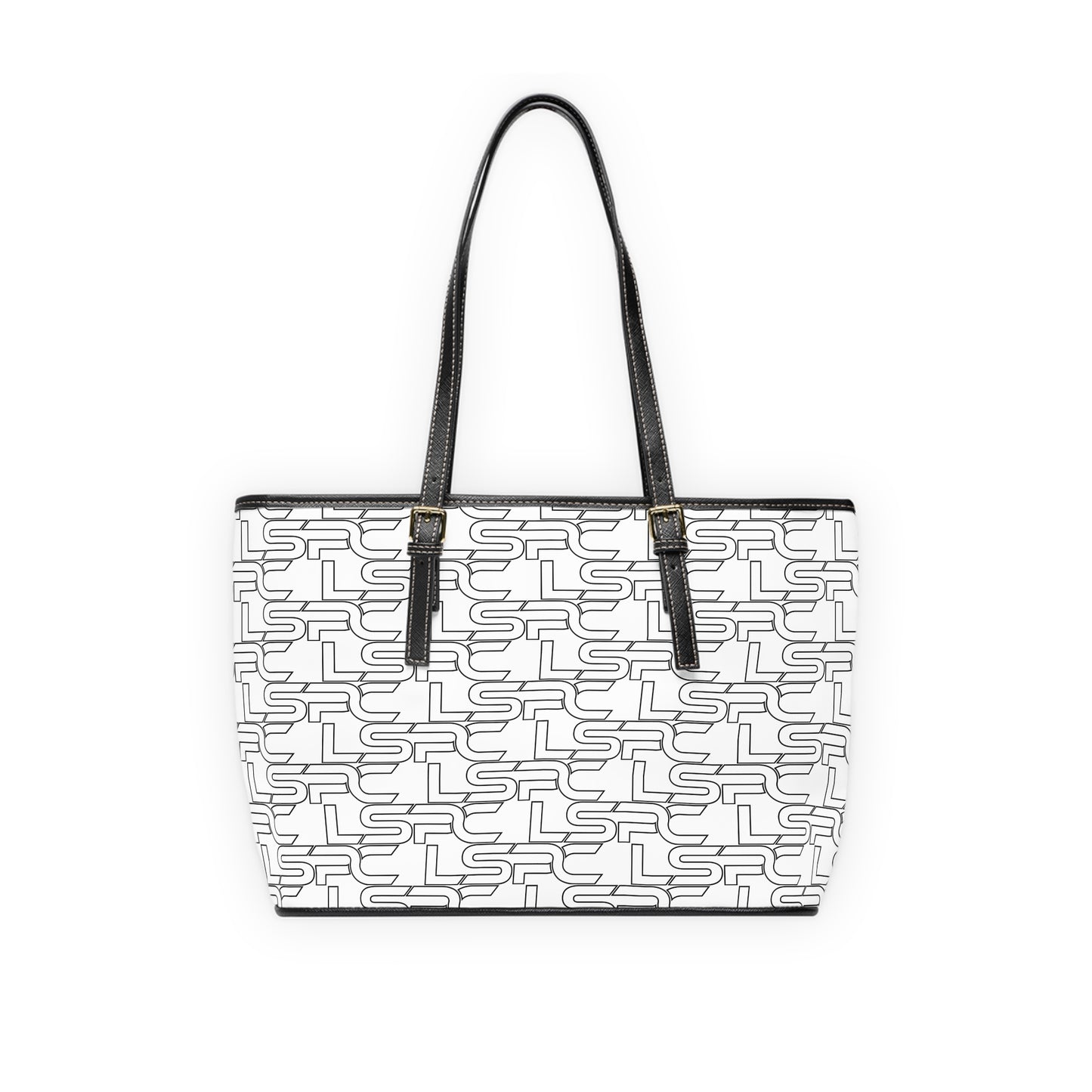 Leather Shoulder Bag — White Black LSPC Tote
