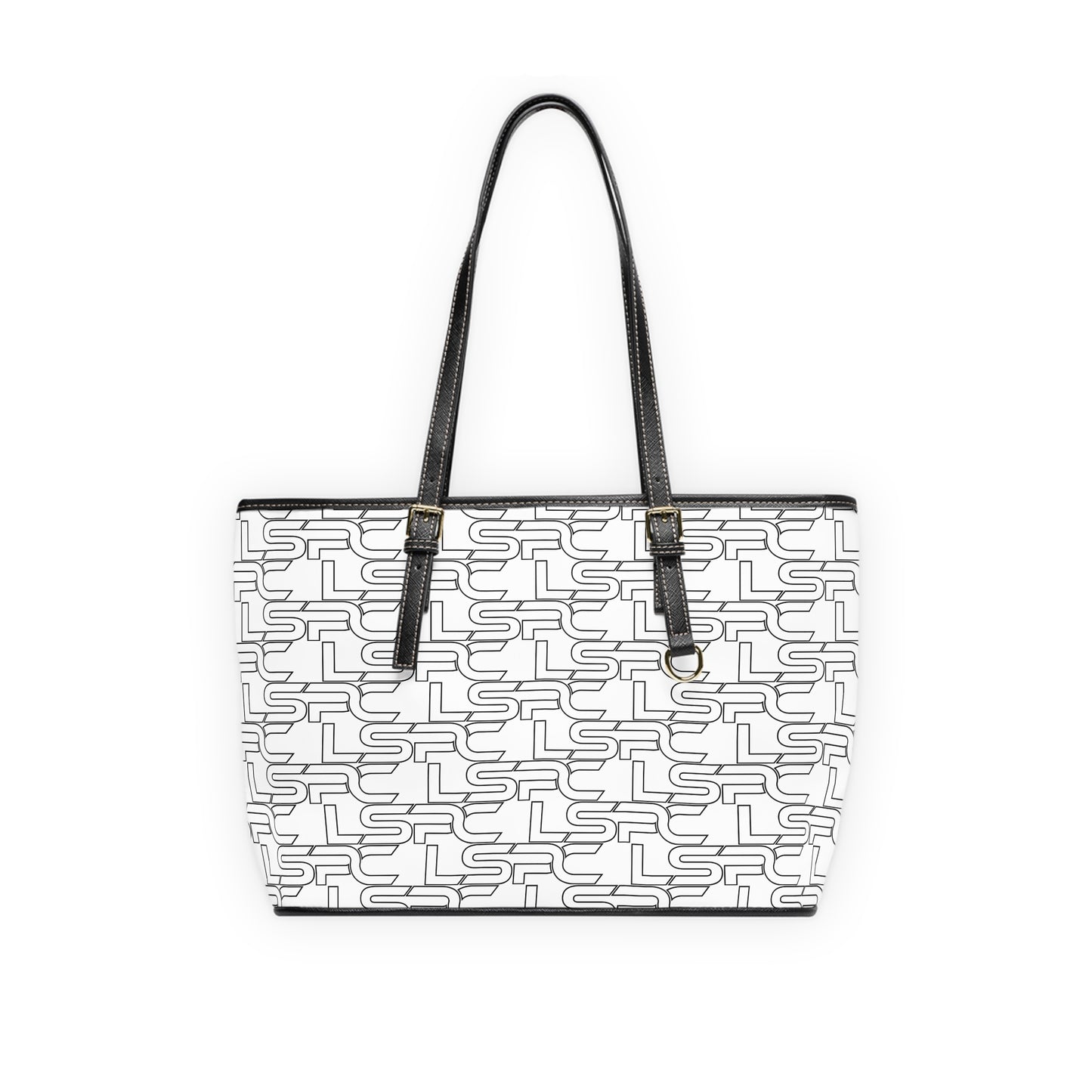 Leather Shoulder Bag — White Black LSPC Tote