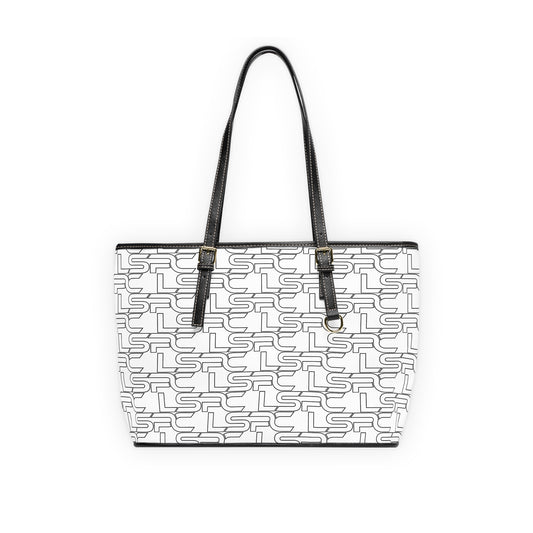 Leather Shoulder Bag — White Black LSPC Tote