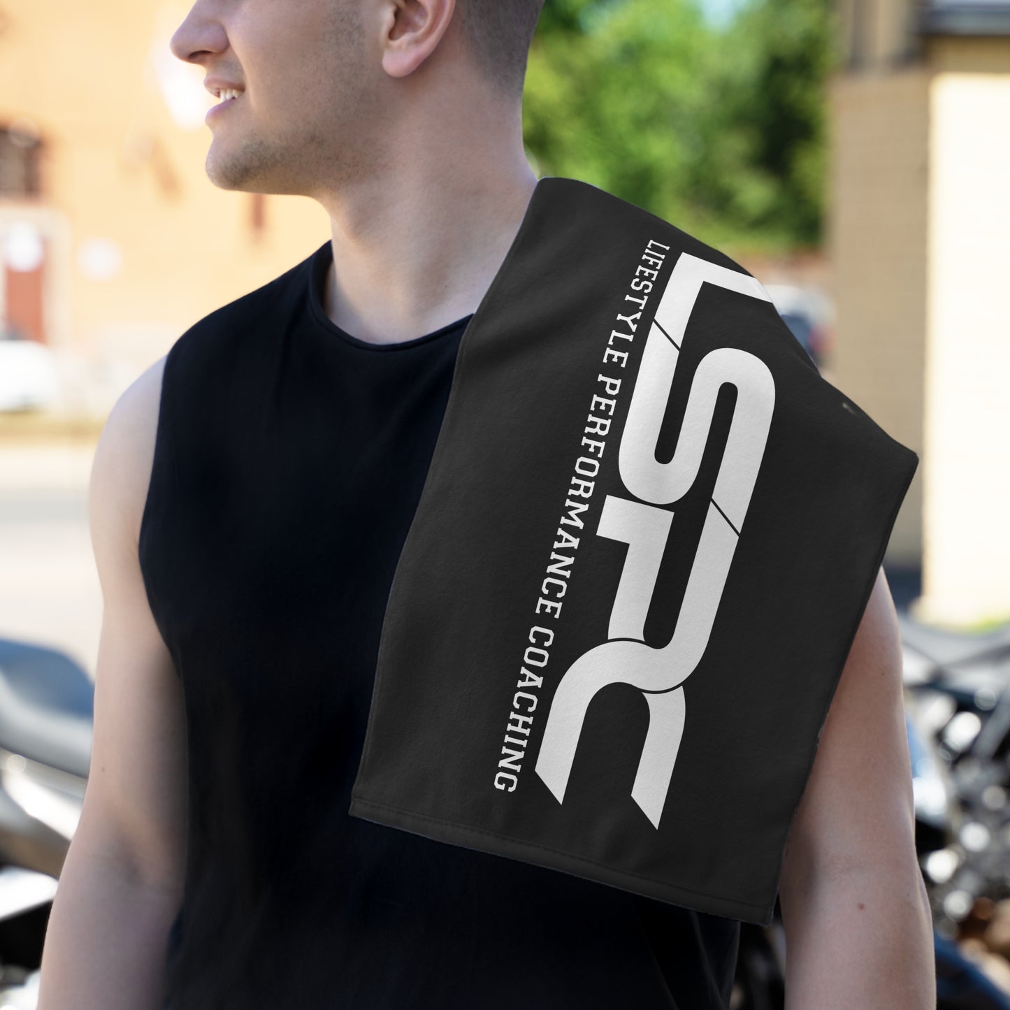 Sports Rally Towel — Black with white LSPC Logo